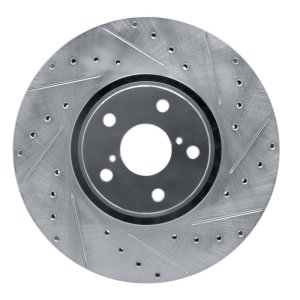 Lexus GS350 Brake Rotor (1) - Right Front - R1 Concepts - Drilled & Slotted - Silver - `07-`11